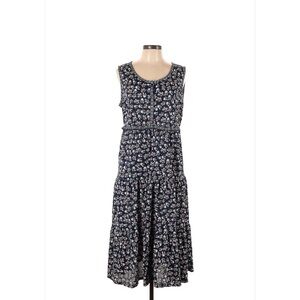 Max Studio Navy Floral Button-Front Midi Dress